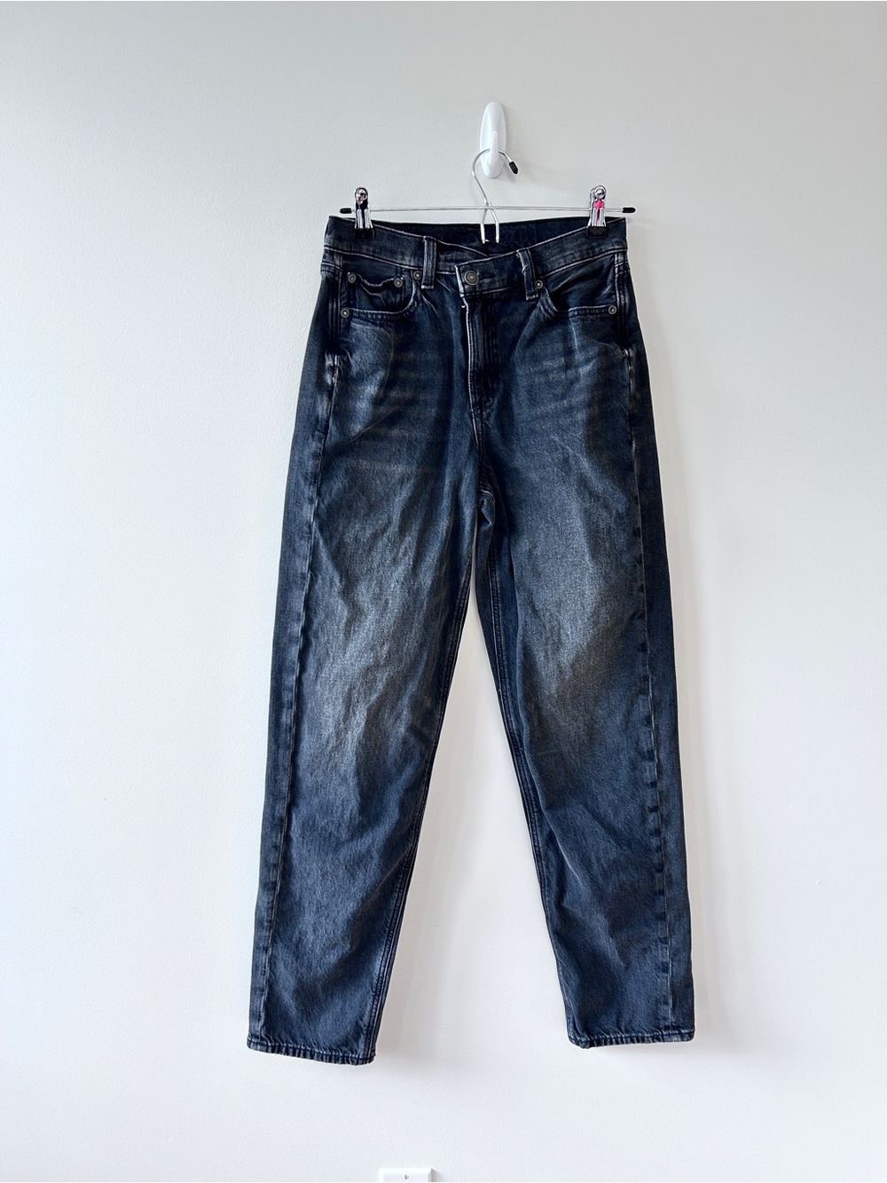 American Eagle Women’s 0 Strigid Black Super High Rise Baggy Straight Leg Jeans